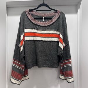 Free People Gray & Orange Sweater